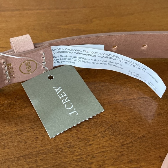 J. Crew Perforated Italian Leather Belt, XS/S, Dark Mauve (Nude/Blush/Pink), NWT - Picture 4 of 10